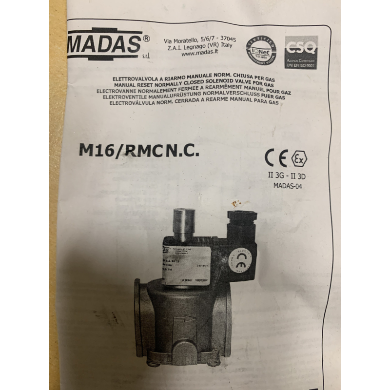 M16/RMC NC Dan 20 6 bar клапан MADAS